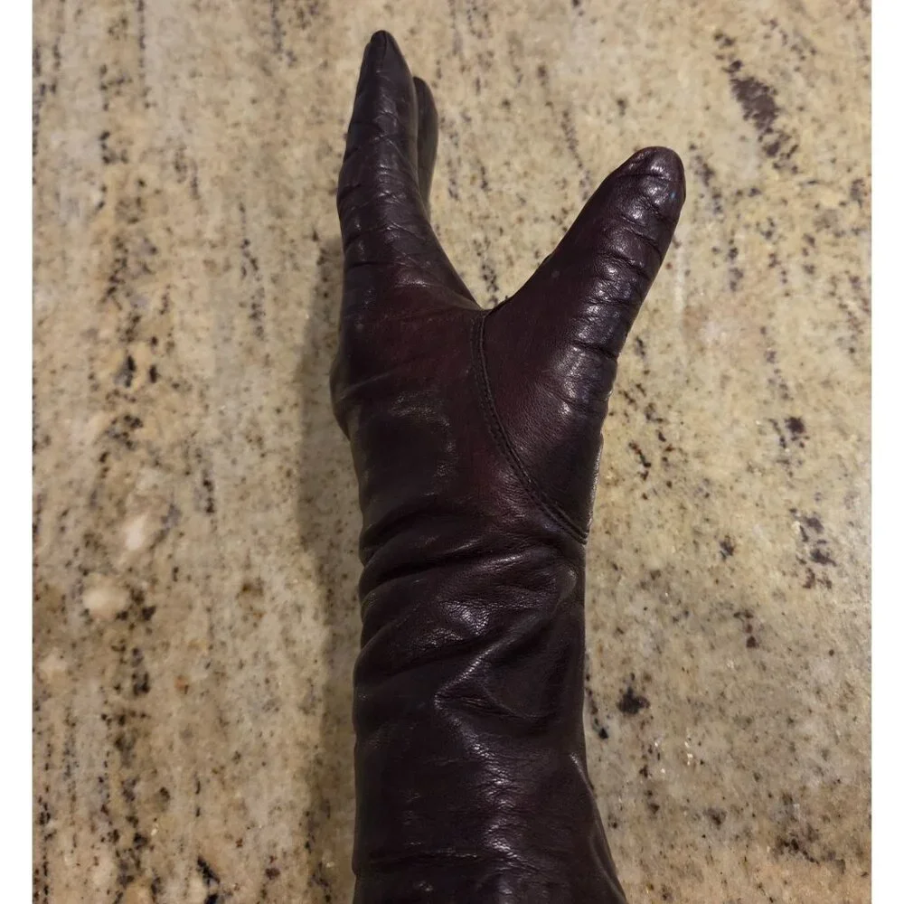 Vintage Womens Size M Burgundy Leather Lined 10